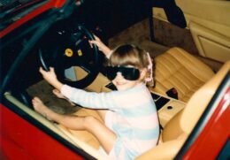 Rachel Speir age 7 in a Ferrari 328